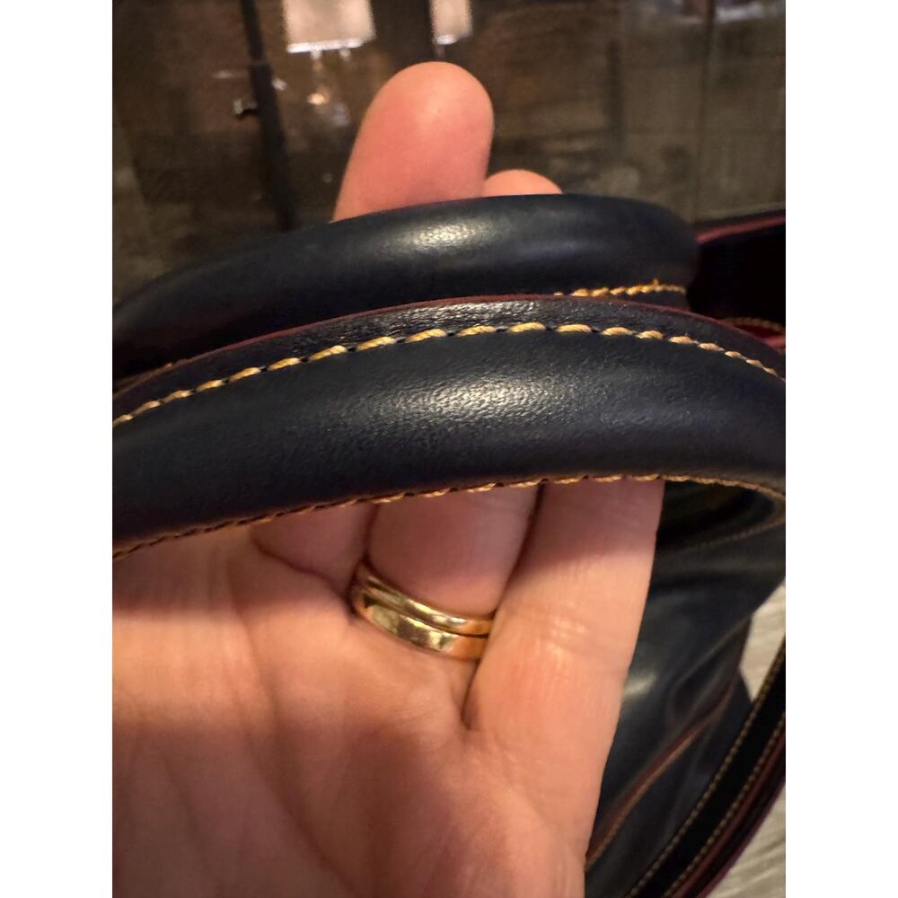 Navy Dooney Bourke Florentine Leather Chelsea Convertible Tote Bag - Picture 4 of 16